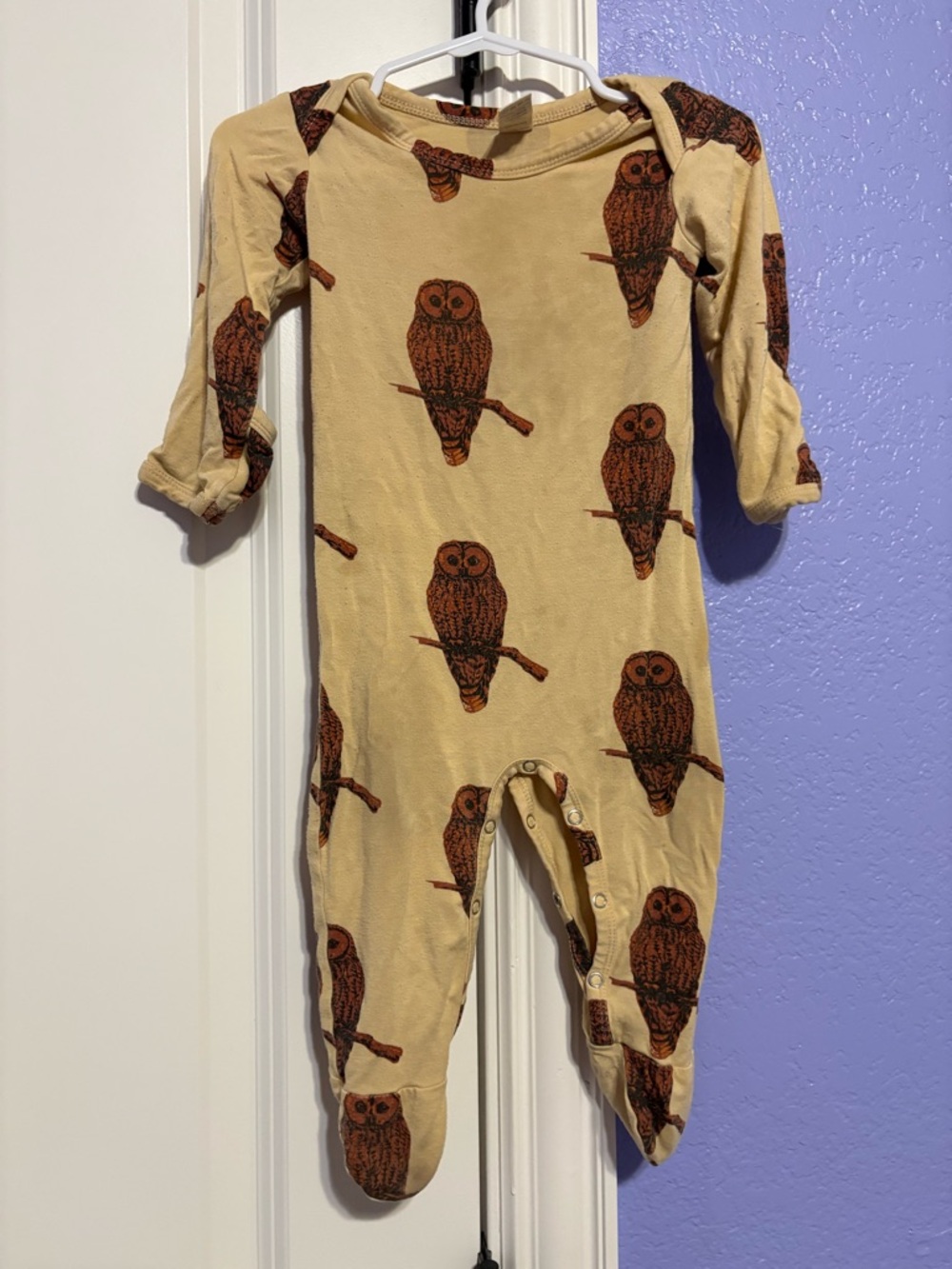 Kate Quinn Owl bamboo footies - Tan